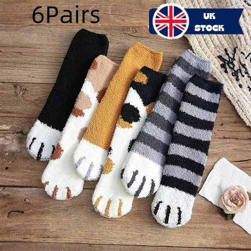 6 Pairs Mixed Color Fluffy Socks for Women